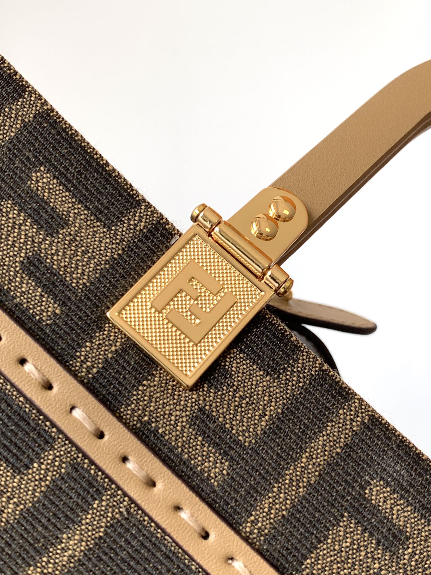 Fendi Small Sunshine Shopper Brown FF Jacquard Fabric Bag 